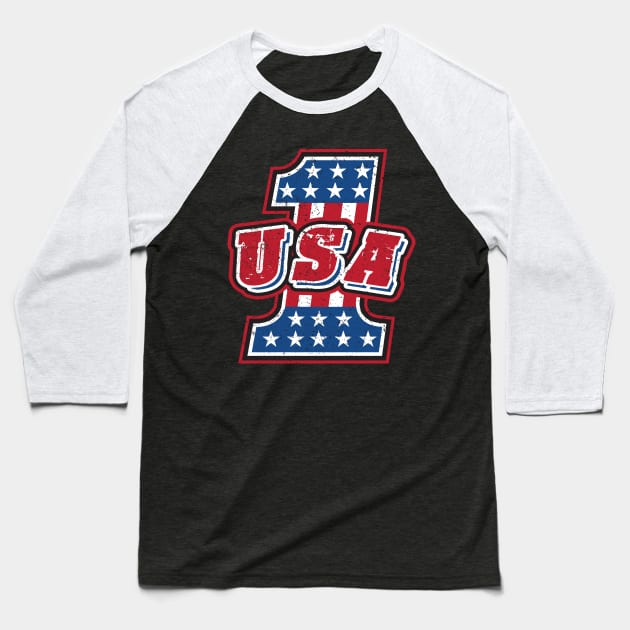 USA Number 1 Baseball T-Shirt by DavidLoblaw